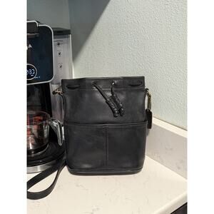 👜 Vintage Coach USA Drawstring Duffle Sac – factory variant 1980s Black Leather